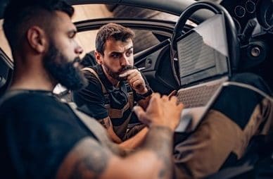 Two vector technicians doing maintenance