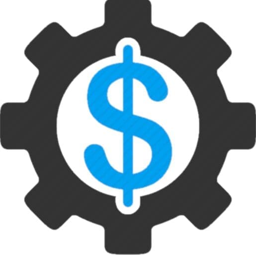 Gear icon with a dollar sign in the middle