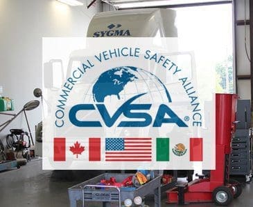 CVSA Logo with a semi behind it